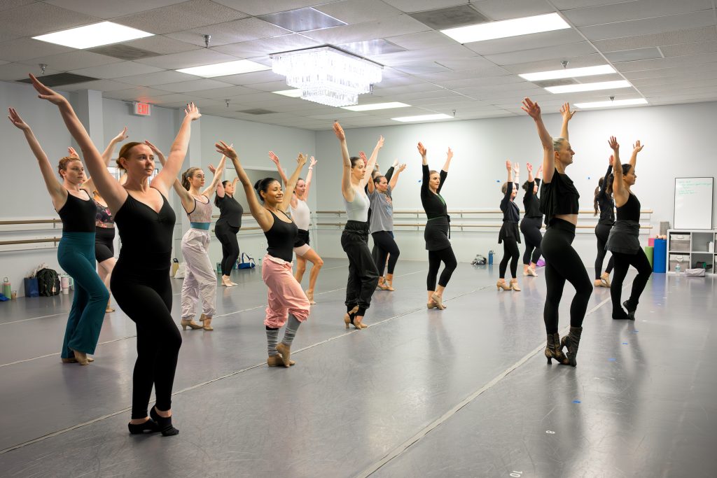 Christina Cichra, a former Rockette, teaching a master class on precision jazz at Gulf Coast Dancenter.